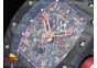 RM011 NTPT Lotus F1 Team Carbon Case Chronograph KVF 1:1 Best Edition Crystal Skeleton Dial Red on Red Rubber Strap A7750