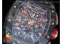 RM011 NTPT Lotus F1 Team RG Chronograph KVF 1:1 Best Edition Crystal Skeleton Dial Red on Black Rubber Strap A7750