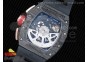 RM011 NTPT Lotus F1 Team RG Chronograph KVF 1:1 Best Edition Crystal Skeleton Dial Red on Black Rubber Strap A7750