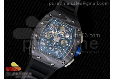 RM011 SS Felipe Massa 10th Anniversary KVF 1:1 Best Edition Crystal Skeleton Dial Blue on Black Rubber Strap A7750