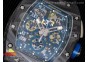 RM011 SS Felipe Massa 10th Anniversary KVF 1:1 Best Edition Crystal Skeleton Dial Blue on Black Rubber Strap A7750