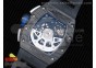 RM011 SS Felipe Massa 10th Anniversary KVF 1:1 Best Edition Crystal Skeleton Dial Blue on Black Rubber Strap A7750