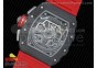 RM11-03 Chrono PVD Forged Carbon Bezel and Caseback Skeleton Dial on Red Rubber Strap A7750