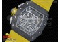 RM11-03 Chrono PVD Forged Carbon Bezel and Caseback Skeleton Dial on Yellow Rubber Strap A7750