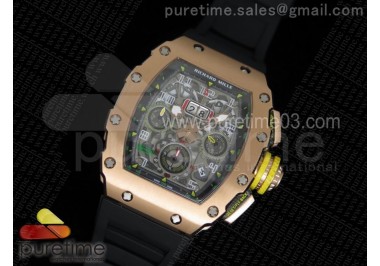 RM11-03 RG Chrono Black Inner Bezel Skeleton Dial on Black Rubber Strap A7750