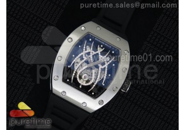 RM 19-01 Tourbillon SS Skeleton Spider Dial on Black Rubber Strap 6T51