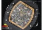 RM022 Forge Carbon Black Inner Bezel Skeleton Dial on Black Rubber Strap MIYOTA 9015