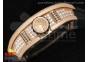 RM 026 RG Full Paved Diamonds Panda Dial on Black Rubber Strap 6T51