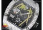 RM 026 SS Full Paved Diamonds Panda Dial on Black Rubber Strap 6T51