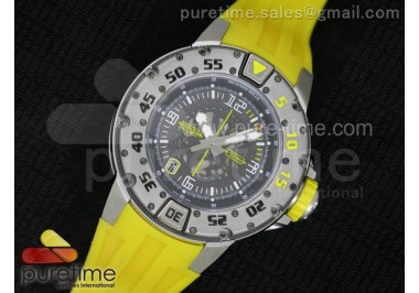 RM028 47mm RMF SS Yellow Black Skeleton Dial on Yellow Rubber Strap A7750