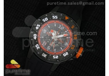 RM028 47mm RMF PVD Orange Black Skeleton Dial on Black Rubber Strap A7750