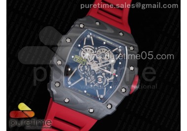 RM035-02 Rafael Nadal Forged Carbon Caseback KVF Best Edition Skeleton Dial Red on Red Rubber Strap MIYOTA8215 V2