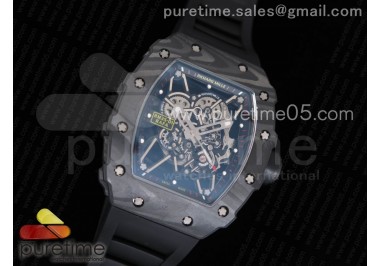 RM035-02 Rafael Nadal Forged Carbon Caseback KVF Best Edition Skeleton Dial Black on Black Rubber Strap MIYOTA8215 V2