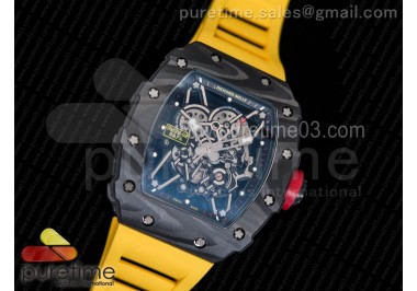 RM035-02 Rafael Nadal Forge Carbon Titanium Case KVF Best Edition Skeleton Dial Red on Yellow Rubber Strap MIYOTA8215 V2