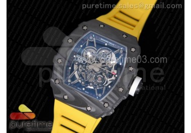 RM035-02 Rafael Nadal Forge Carbon Titanium Case KVF Best Edition Skeleton Dial White on Yellow Rubber Strap MIYOTA8215