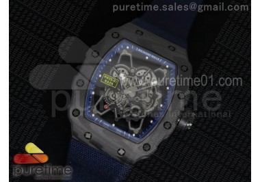 RM 035 Forge Carbon Blue Inner Bezel Skeleton Dial on Blue Nylon Strap MIYOTA9015