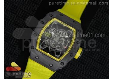 RM 035 Forge Carbon Yellow Inner Bezel Skeleton Dial on Yellow Nylon Strap MIYOTA9015