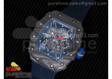 RM035-02 PSG Football Club Forged Carbon Caseback KVF Best Edition Skeleton Dial on Blue Nylon Strap MIYOTA8215