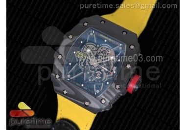 RM035-02 Rafael Nadal Forged Carbon Caseback KVF Best Edition Skeleton Dial on Yellow Nylon Strap MIYOTA8215