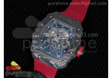 RM035-02 Rafael Nadal Forged Carbon Caseback KVF Best Edition Skeleton Dial on Red Nylon Strap MIYOTA8215