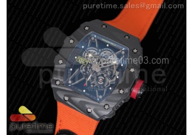 RM035-02 Rafael Nadal Forged Carbon Caseback KVF Best Edition Skeleton Dial on Orange Nylon Strap MIYOTA8215