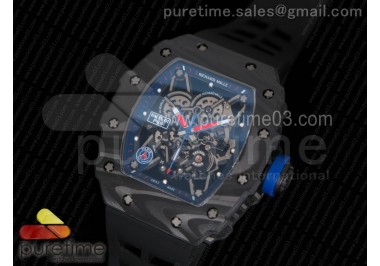 RM035-02 PSG Football Club Forged Carbon Caseback KVF Best Edition Skeleton Dial on Black Racing Rubber Strap MIYOTA8215