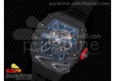 RM035-02 Rafael Nadal Forged Carbon Caseback KVF Best Edition Skeleton Dial on Black Racing Rubber Strap MIYOTA8215