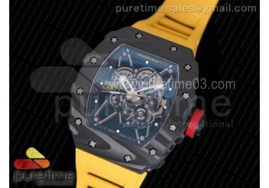 RM035-02 Rafael Nadal Forged Carbon Caseback KVF Best Edition Skeleton Dial on Yellow Rubber Strap MIYOTA8215