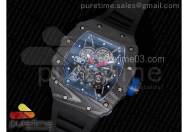 RM035-02 PSG Football Club Forged Carbon Caseback KVF Best Edition Skeleton Dial on Black Rubber Strap MIYOTA8215