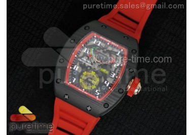 RM 036 Red RG Forge Carbon Bezel Skeleton Dial on Red Rubber Strap A23J