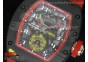 RM 036 Red RG Forge Carbon Bezel Skeleton Dial on Red Rubber Strap A23J