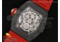 RM 036 Red RG Forge Carbon Bezel Skeleton Dial on Red Rubber Strap A23J