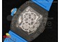 RM 036 Black RG Forge Carbon Bezel Skeleton Dial on Blue Rubber Strap A23J