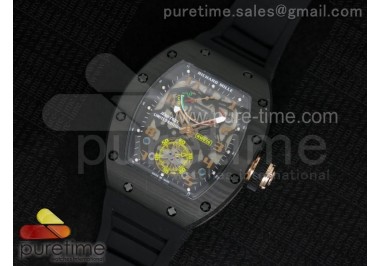 RM 036 Black RG Forge Carbon Bezel Skeleton Dial on Black Rubber Strap A23J