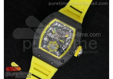 RM 036 Yellow SS Forge Carbon Bezel Skeleton Dial on Yellow Rubber Strap A23J