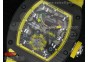 RM 036 Yellow SS Forge Carbon Bezel Skeleton Dial on Yellow Rubber Strap A23J