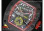 RM 036 Red PVD Forge Carbon Bezel Skeleton Dial on Black Rubber Strap A23J