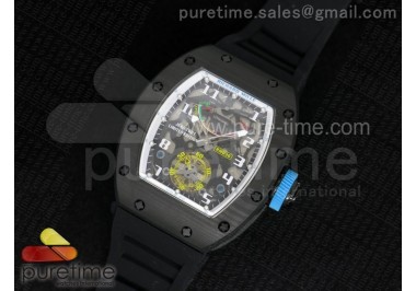 RM 036 White PVD Forge Carbon Bezel Skeleton Dial on Black Rubber Strap A23J