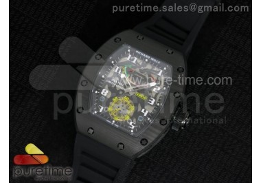 RM 036 Black PVD Forge Carbon Bezel Skeleton Dial on Black Rubber Strap A23J