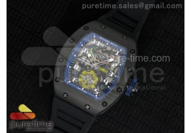 RM 036 Blue PVD Forge Carbon Bezel Skeleton Dial on Black Rubber Strap A23J