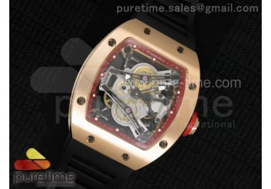 RM038 RG Red Inner Bezel Skeleton Dial on Black Rubber Strap Jap Quartz