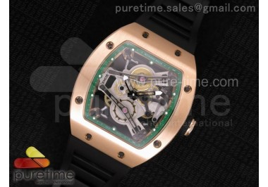 RM038 RG Green Inner Bezel Skeleton Dial on Black Rubber Strap Jap Quartz