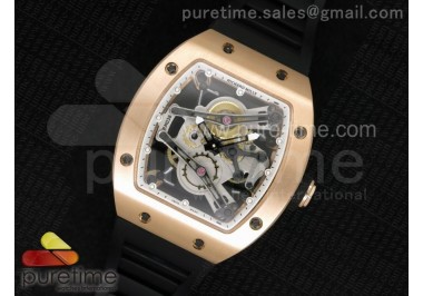 RM038 RG White Inner Bezel Skeleton Dial on Black Rubber Strap Jap Quartz