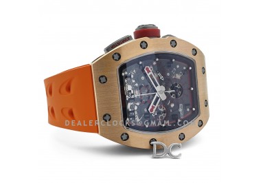 RM 011 Automatic Flyback Chronograph in Rose Gold / Titanium on Orange Rubber