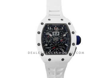 RM 011 Saint Tropez Polo Club White ATZ Ceramic and Titanium on White Rubber Strap