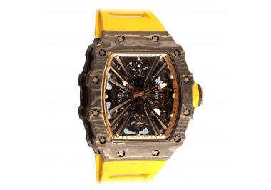 RM 012-01 Tourbillon NTPT Carbon on Yellow Rubber Strap