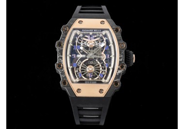 RM 021-01 Tourbillon Aerodyne in Rose Gold on Black Rubber Strap