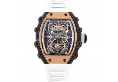 RM 021-01 Tourbillon Aerodyne in Rose Gold on White Rubber Strap