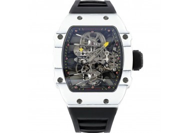 RM 027-02 Tourbillon Rafael Nadal White NTPT on Black Rubber Strap