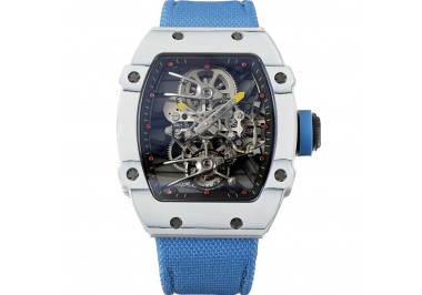 RM 027-02 Tourbillon Rafael Nadal White NTPT on Blue Nylon Strap